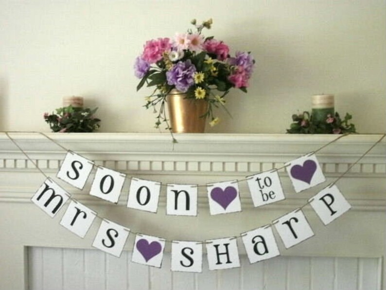 bachelorette party Soon to be Mrs Purple Bridal Shower Banner Wedding Shower Decor Bridal Shower Decor Engagement Party