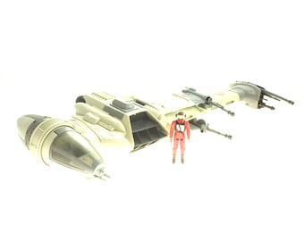 B-Wing Fighter Vintage Star Wars Ship 100% Complete With B-Wing Pilot Figure