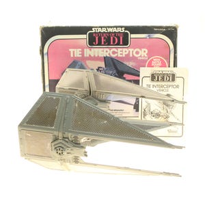 Tie Interceptor With Box Cardboard Insert And Instructions Rare Vintage Star Wars Ship