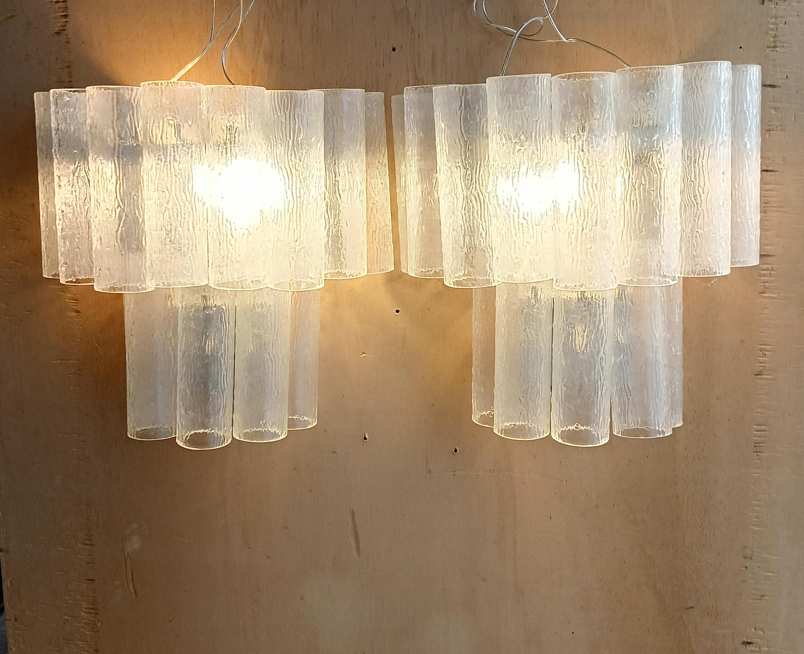 Venini sconces pair glass trunks bark Wall lamp Made in Italy 1970s