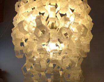 Nason Mazzega Exagonal glass ceiling light glasses cascade Made in Italy 1970s