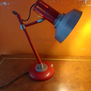 Original vintage red Italian double jointed table lamp