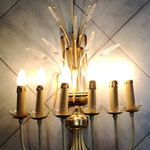 Banci Firenze wall lamp sconce spighe di grano 6 luci gilt metal Made in Italy 1960s