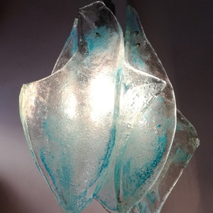 Nason Mazzega ceiling light authentic blue ice glass Made in Italy 1970s