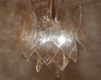1 of 2 Murano La Murrina signed glass ceiling chandelier made in Italy 1970s