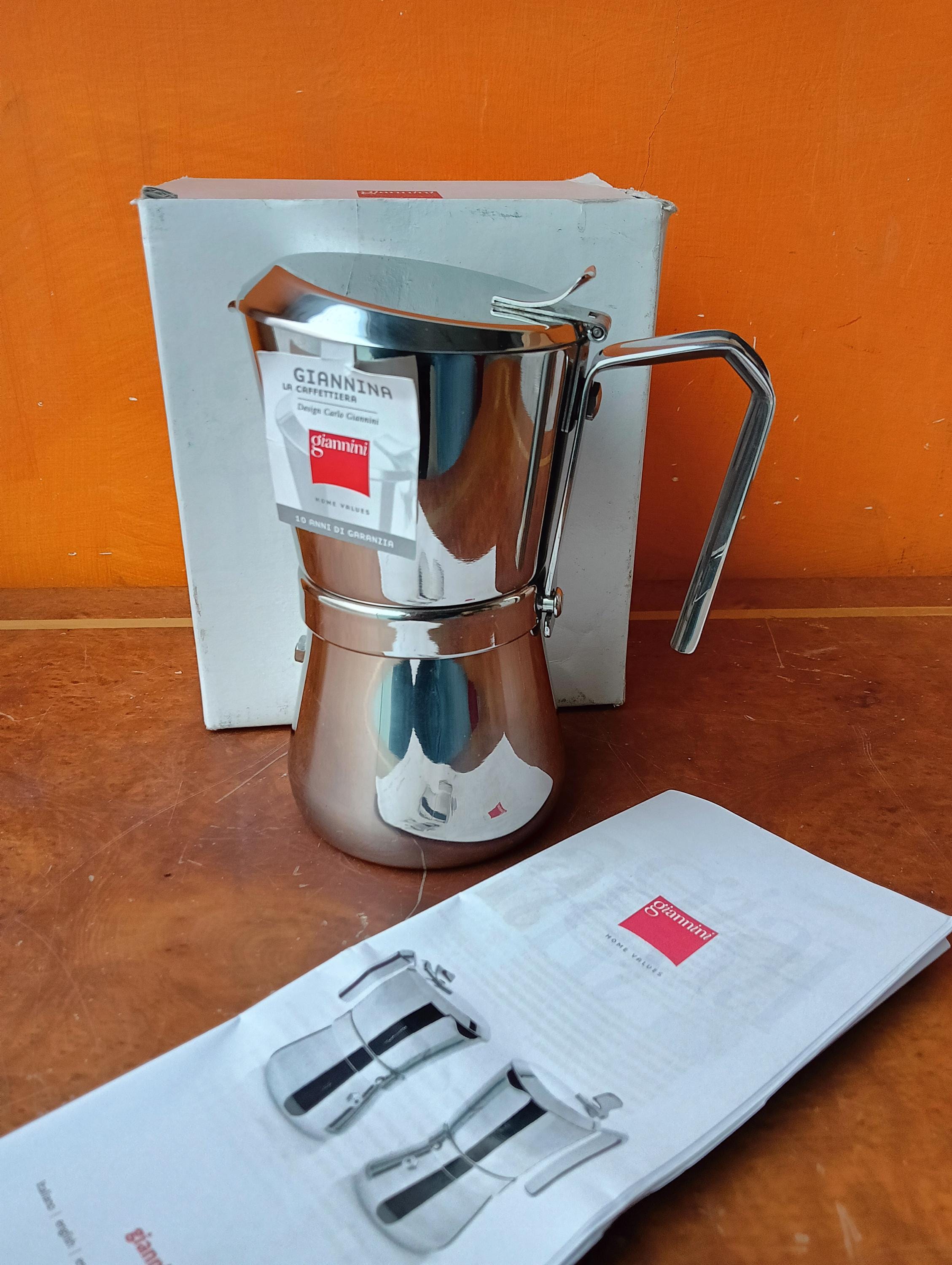 Giannina Espresso Coffee Maker 18/10 Stainless Steel NOS New 3/6
