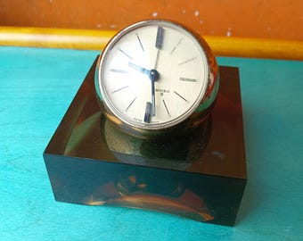 Vintage Swiza Quartz Alarm Clock – Brass Desk Clock – Swiss Made