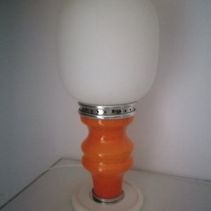 Murano mazzega table lamp orange white glass made in Italy 1970s