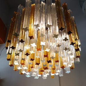 Venini chandelier original Murano glass quadrilobo 105 glasses 50 cm diameter Made in Italy 1960s