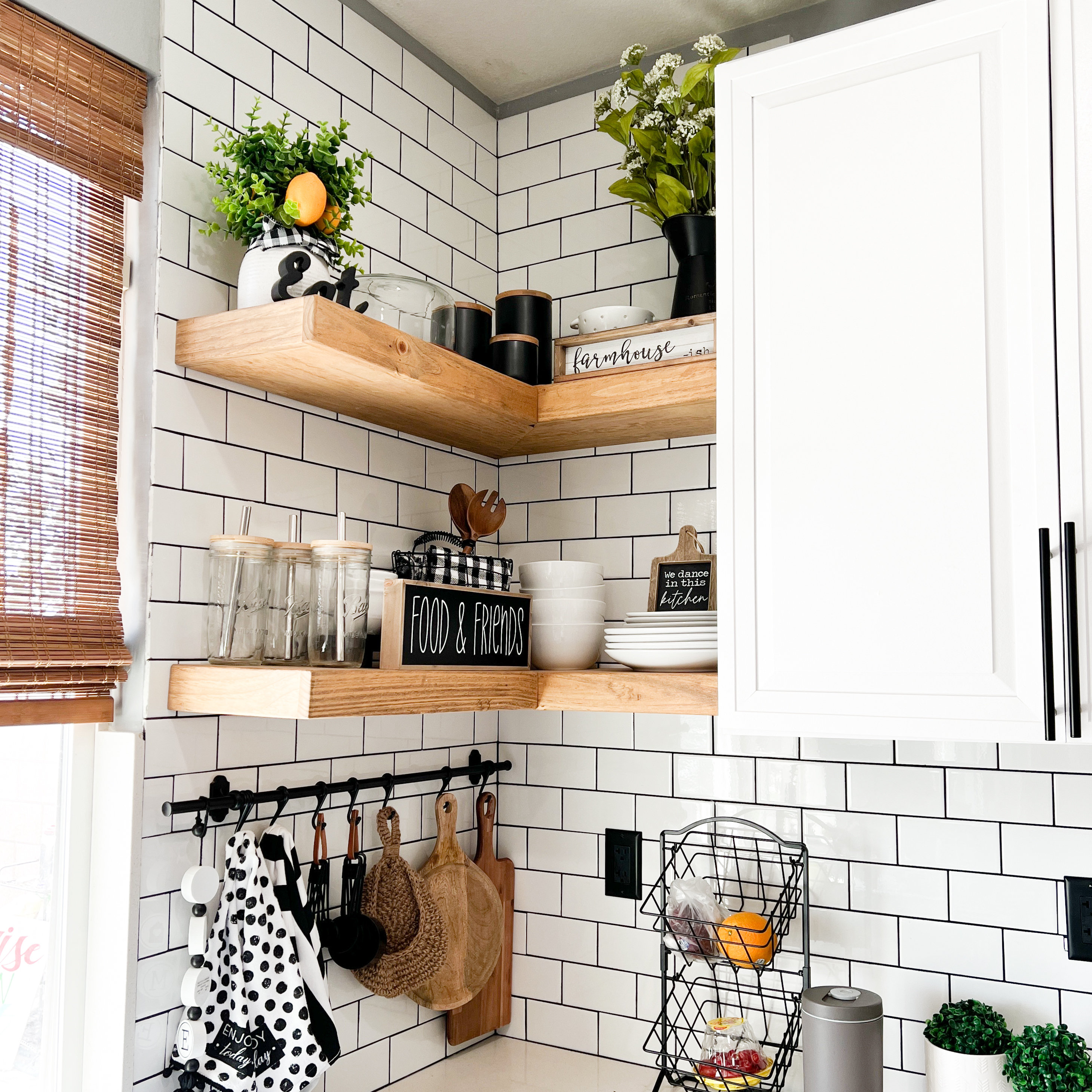Kitchen corner on sale floating shelves