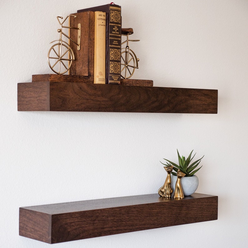 Walnut Floating Shelf Modern Floating Shelves FREE SHIPPING Etsy
