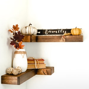 Floating Corner Shelf, FREE Shipping, Rustic Corner Shelves, Farmhouse, Easy Install, ANY Dimension, Customizable, Custom Made image 7