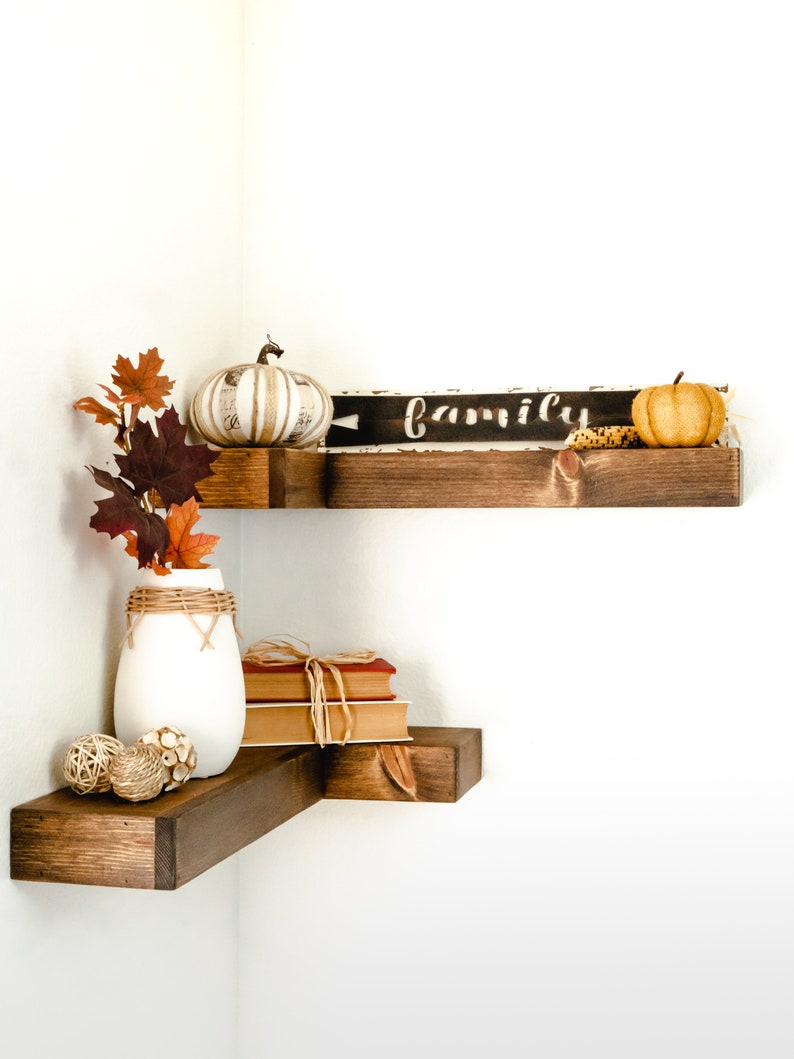 Floating Corner Shelf, FREE Shipping, Rustic Corner Shelves, Farmhouse, Easy Install, ANY Dimension, Customizable, Custom Made image 7