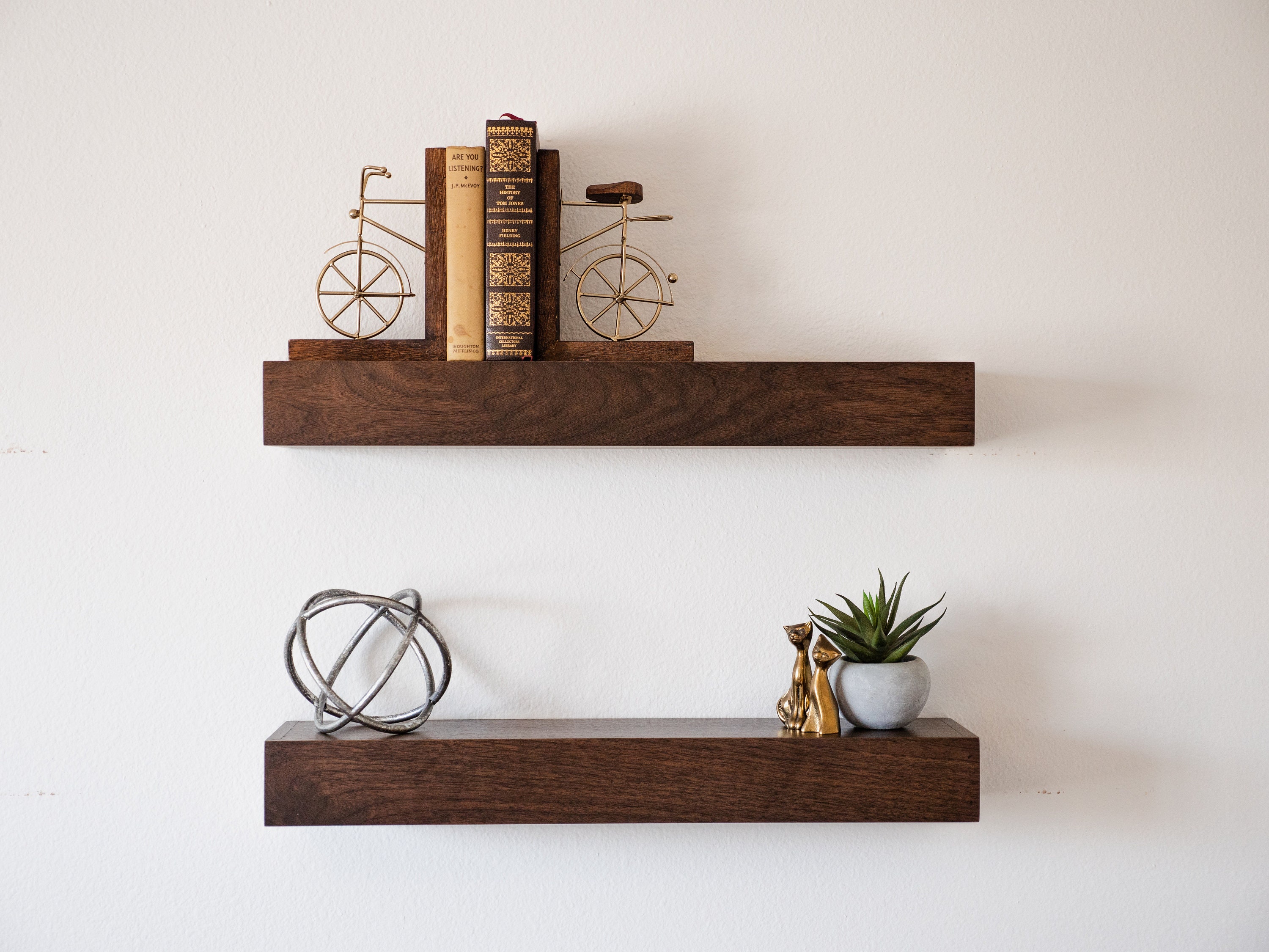 Walnut Floating Shelf Modern Floating Shelves FREE SHIPPING Etsy