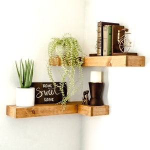 Floating Corner Shelf, FREE Shipping, Rustic Corner Shelves, Farmhouse, Easy Install, ANY Dimension, Customizable, Custom Made image 5
