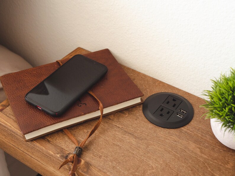 Floating Shelf USB Outlet Bedside Table Nightstand Etsy