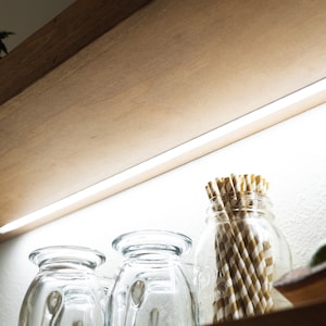 LED Bar Shelving, Rustic Pine Floating Shelves, Kitchen Shelving, FREE Shipping, Recessed Light Strip, Wood Shelves , Any Size, 110-120VAC image 5