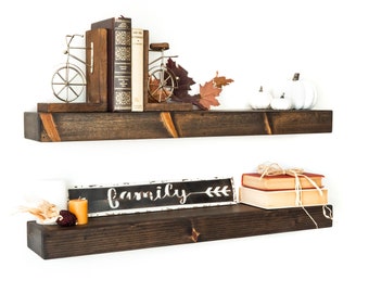 Rustic Floating Shelves, Knotty Pine Wood Shelf, Bathroom & Kitchen Wall Shelves, Handmade, Custom Size