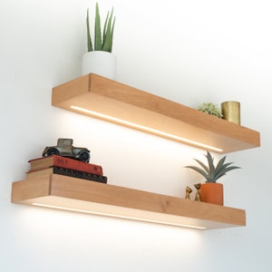 Modern LED Kitchen Floating Shelves, Kitchen Shelving, FREE Shipping, Recessed Light Strip, Wood Shelves, Contemporary style, 110-120VAC image 5