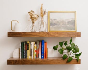 Walnut Floating Shelves, Modern Wall Shelf, Premium Walnut, Custom Finishes, Easy Install, Free Shipping