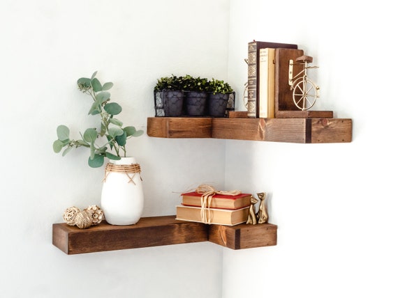 3 Piece Corner Shelf Modern Wall Shelf Stackable Take on Corner