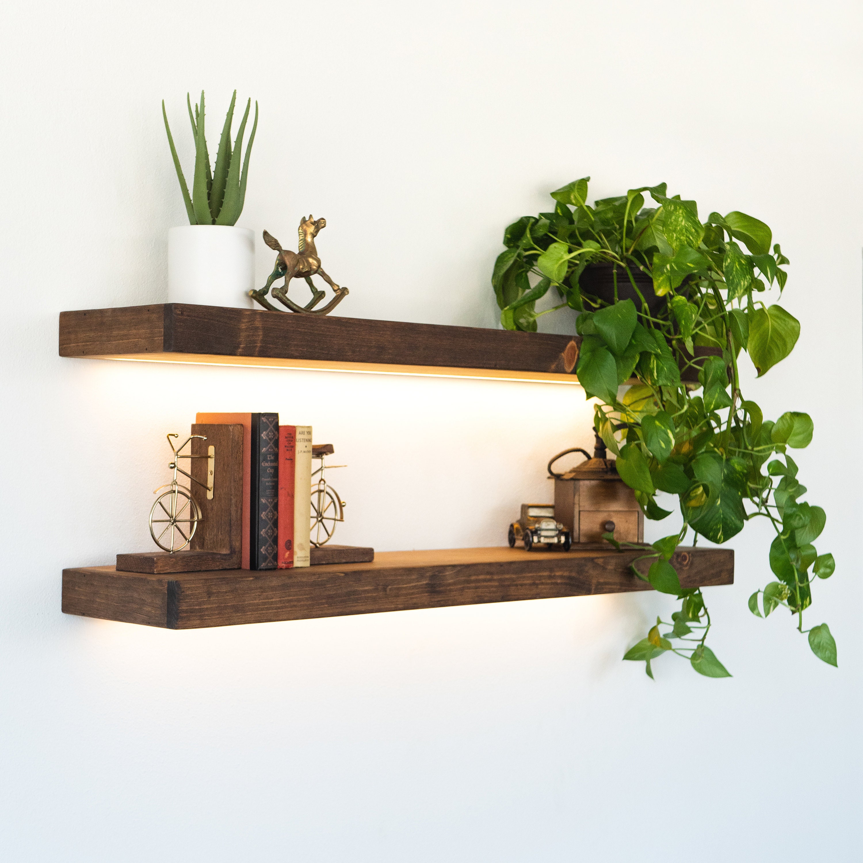 Floating LED Shelves, Hidden Bracket, 3000k, Kitchen Shelving, FREE  Shipping, Recessed Light Strip, Rustic / Farmhouse, Any Size, 110-120VAC 