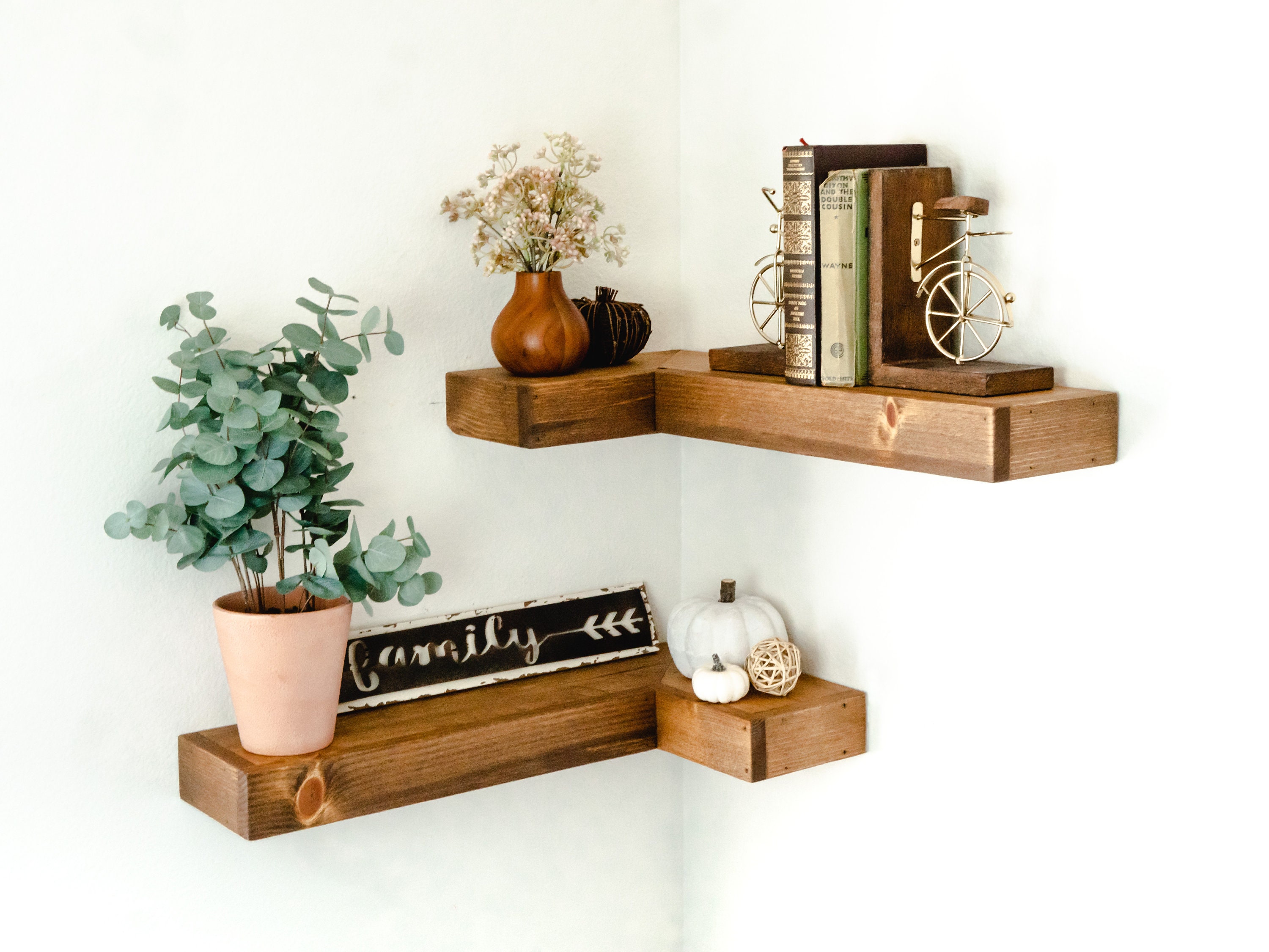 BPIL 2 Tier Wooden Corner Shelf Natural Colour Easy to Store Sturdy and Durable 27 x 27 x 60 cm 