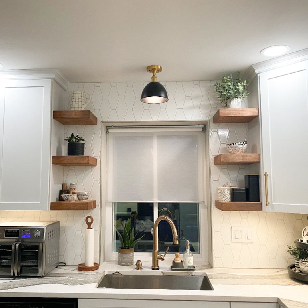 The Floating Wood Shelves in Our Bathroom & Kitchen - Driven by Decor