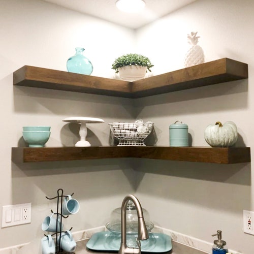Floating Corner Shelf FREE Shipping Rustic Corner Shelves Etsy
