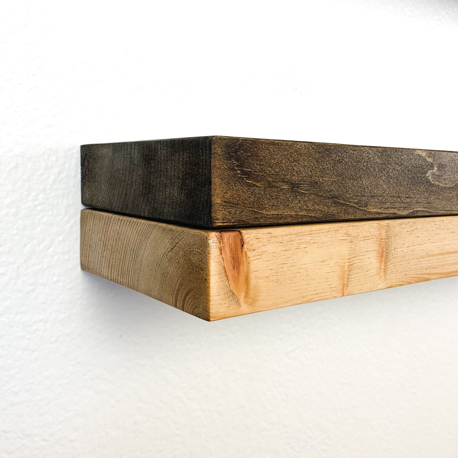 Rustic Floating Shelves Set of 2 Thin Wood Floating Shelf Etsy