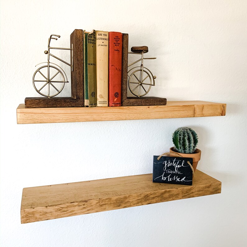 Rustic Floating Shelves Set of 2 Thin Wood Floating Shelf ...