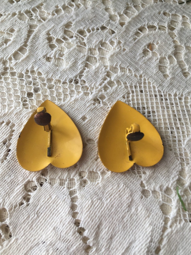 Yellow Heart Clip-on Earrings vintage earrings