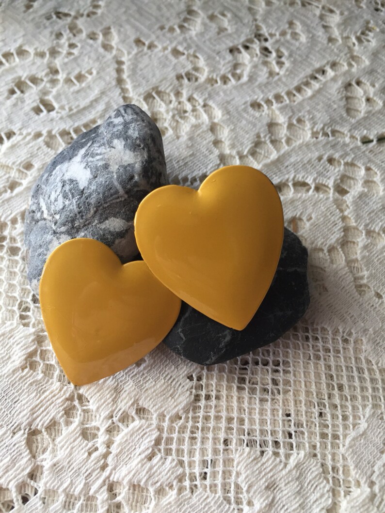 Yellow Heart Clip-on Earrings vintage earrings