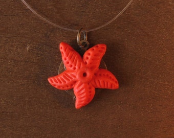 Orange Starfish pendant - orange Starfish Pendant