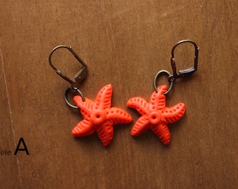 Orange Starfish earrings - Orange Starfish Earrings