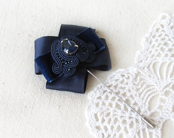 Blue lapel pin Navy blue brooch Wedding lapel pin Hijab pin Stick pin brooch Hat pin Scarf pin Jeweled pin Statement pin for groom gift
