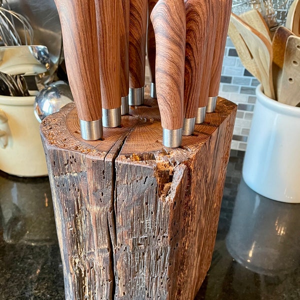 Custom Handmade Rustic Kitchen Knife Storage Block