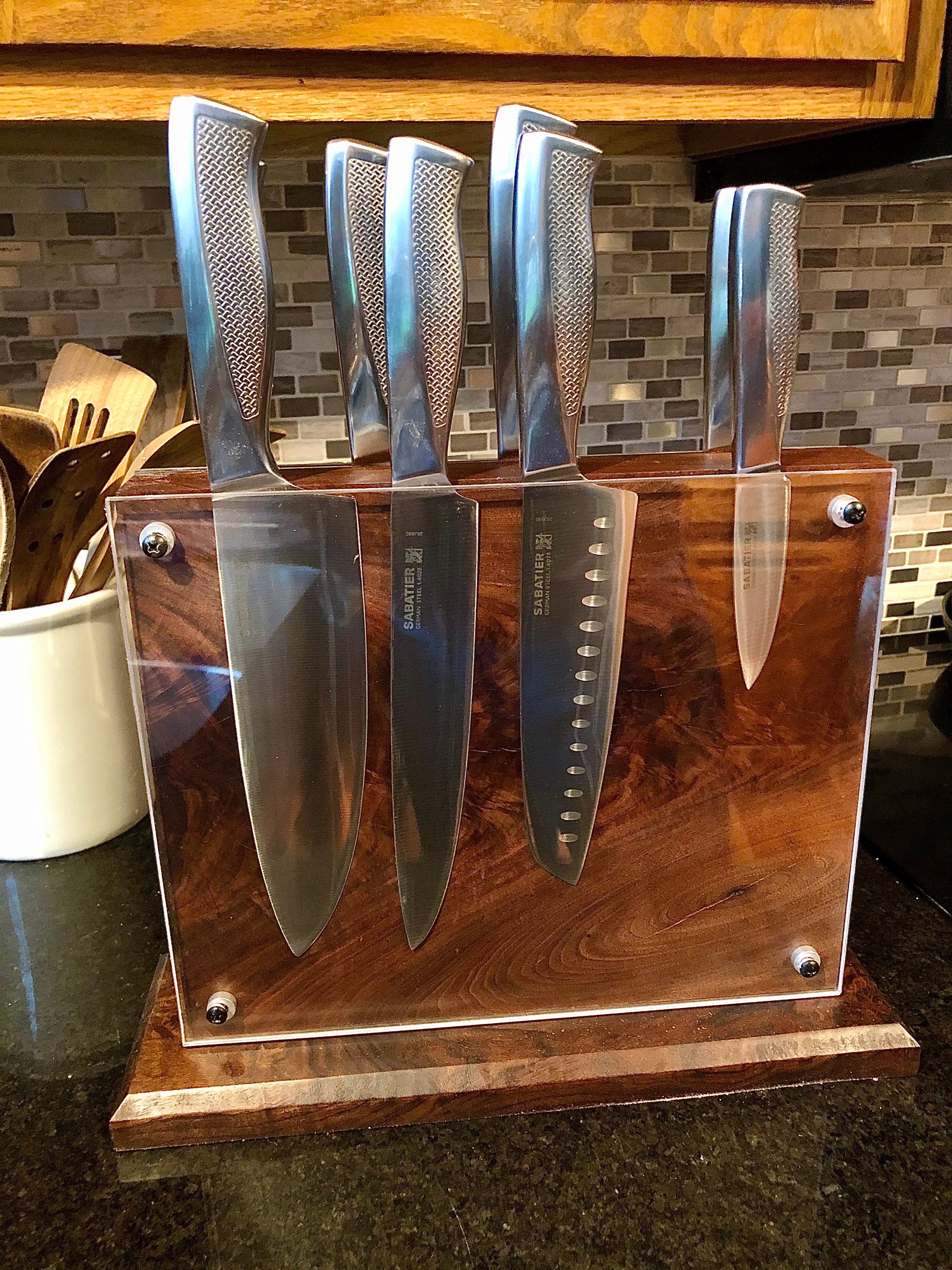 Custom Handmade Kitchen Knife Storage Block of highly figured Etsy