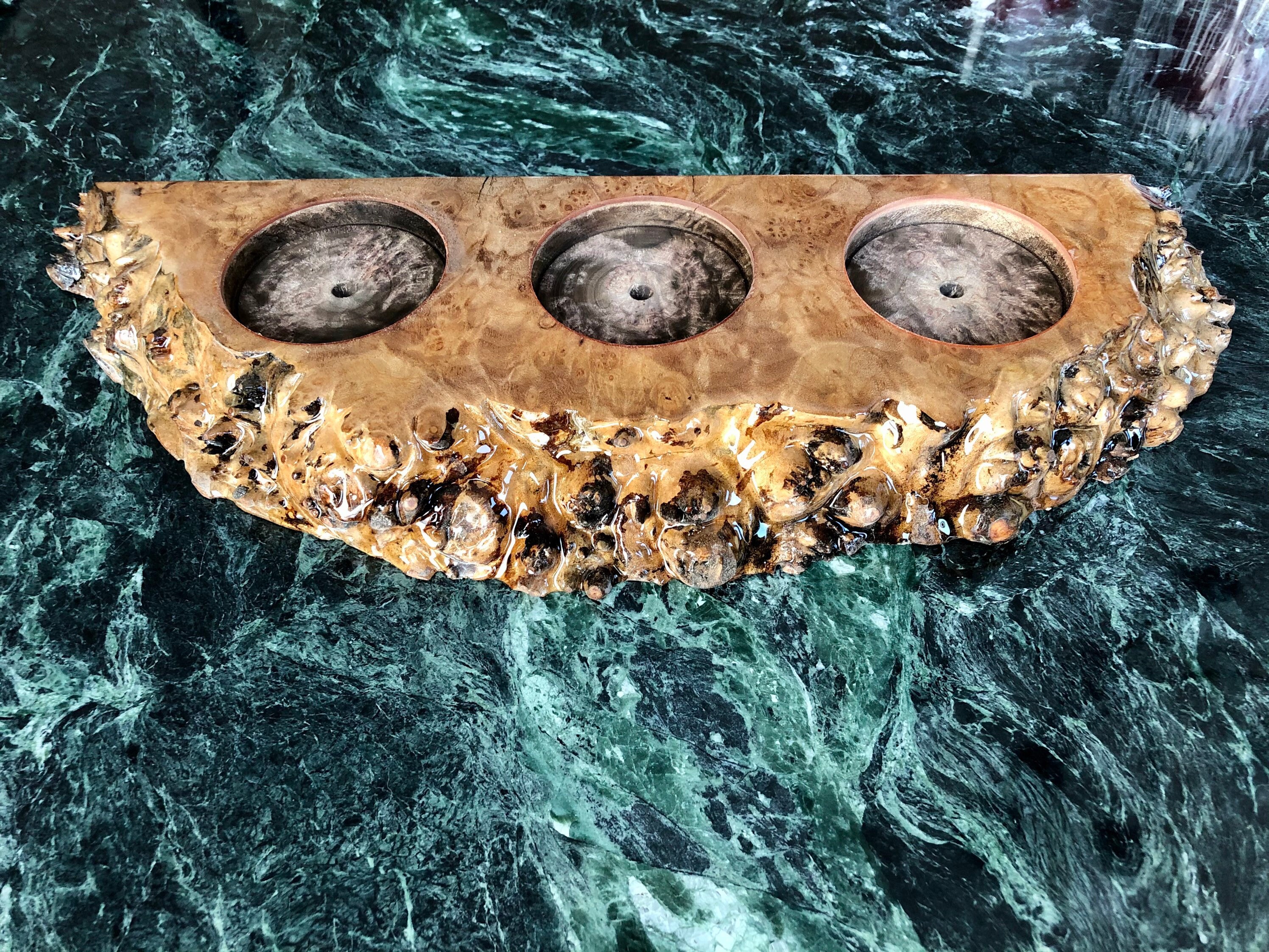 Custom Made Live Edge Maple Burl GLASSYBABY / Candle Display / Etsy