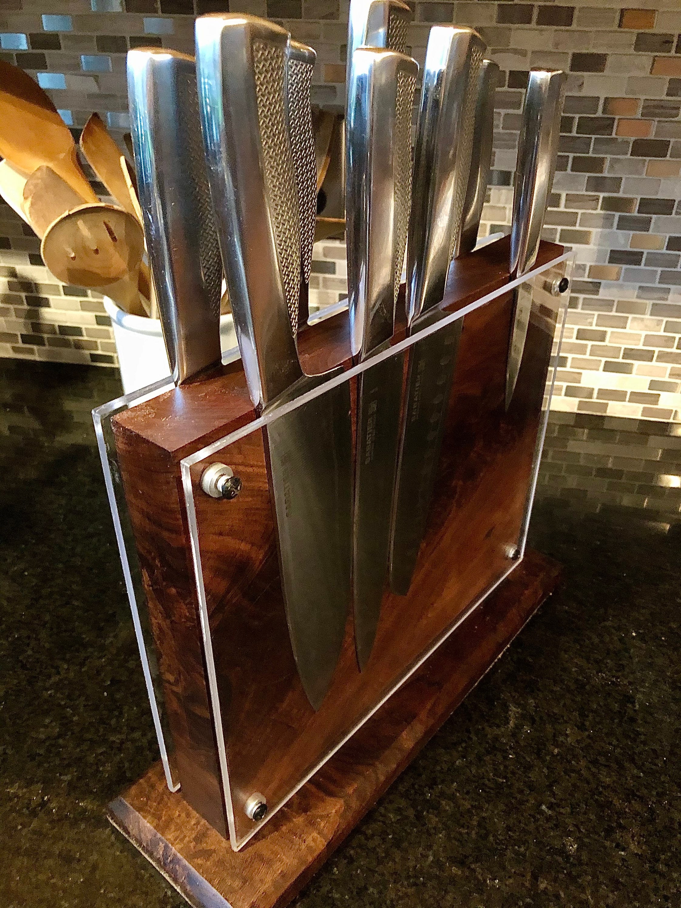 Custom Handmade Kitchen Knife Storage Block of highly figured Etsy