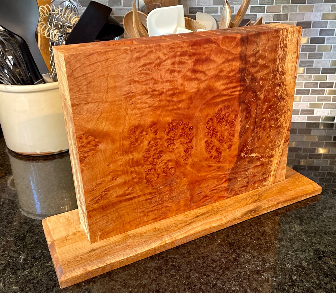 Custom Handmade Kitchen Knife Storage Block of Spalted QUILTED MAPLE