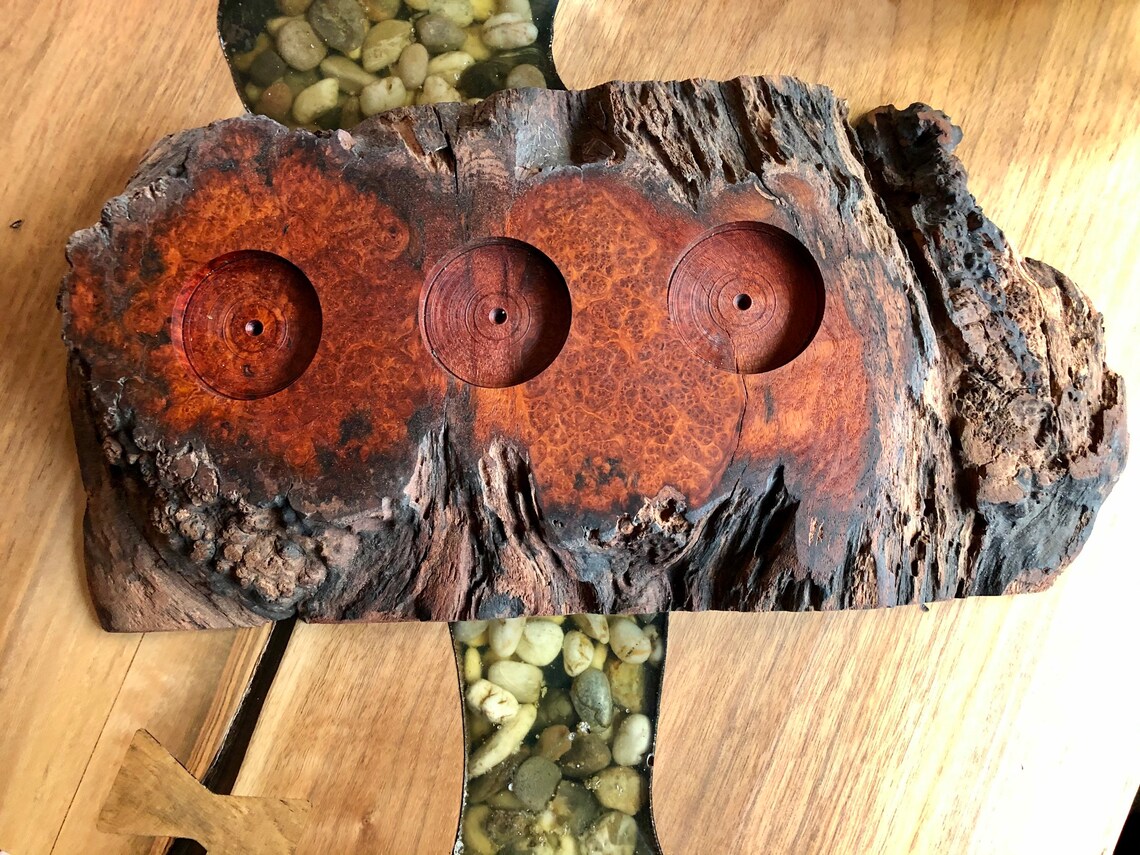 Custom Made Live Edge Burl GLASSYBABY / Candle Display / Etsy