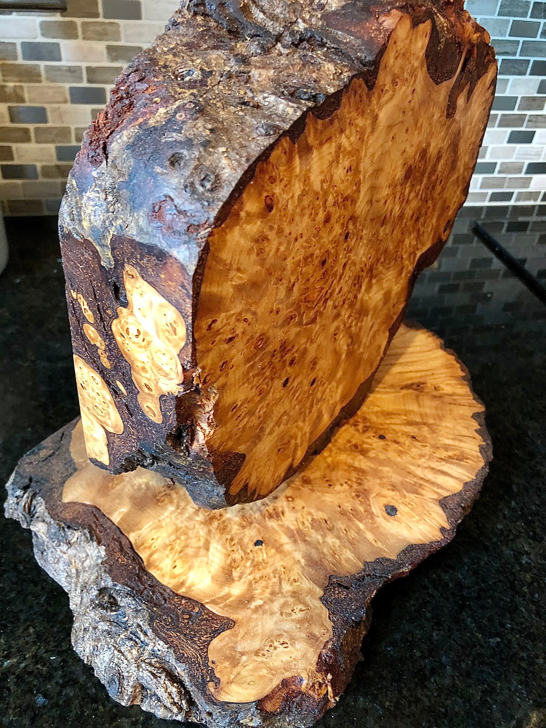 Custom Handmade Live Edge OAK BURL Kitchen Countertop Knife Etsy