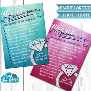 Bachelorette Photo Scavenger Hunt-PERSONALIZED Bachelorette Party Game-Games for the Bride-Bridal Party Games-Printable DIY- Choice of Color
