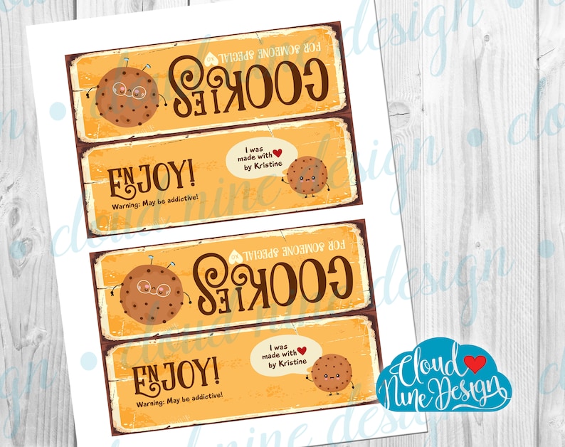Cookie Labels Chocolate Chip Cookie Gift Bags Homemade Food Etsy