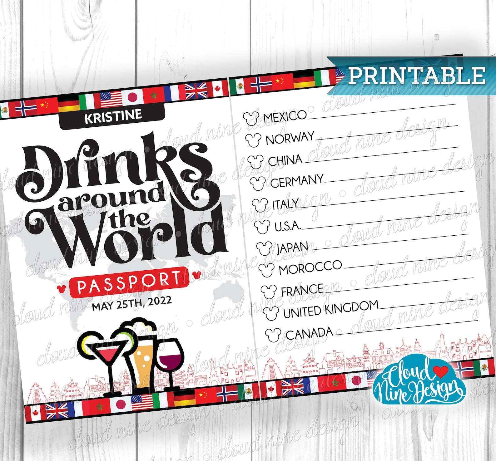 Personalized Drinking Around the World Passport for Epcot Day - Etsy