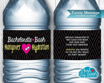 Étiquettes de bouteille d'eau de célibataire {téléchargement numérique} - gueule de bois hydratation imprimable bricolage - décoration pour la mariée - fête de la mariée