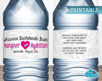 EVJF, Étiquettes personnalisées pour bouteilles d'eau, Hydratation après la gueule de bois, DIY imprimable, Stickers rigolos pour bouteilles d'eau, EVJF à imprimer