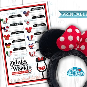 Despedida de soltera en Epcot - Pasaporte Beber alrededor del mundo - Lista de bebidas del día - Bebidas alrededor del mundo - Juego de viajes