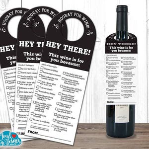 Wine Tags, Wine Labels Thank you Wine Tag Wine Bottle Tag Birthday Wine Wine Gift PRINTABLE-Happy Birthday Funny Gift image 1